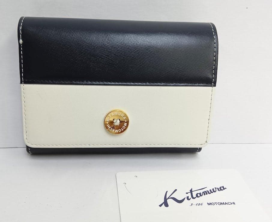 未使用！Kitamura/キタムラ☆レザー・二折財布 ダークブルー/ホワイト