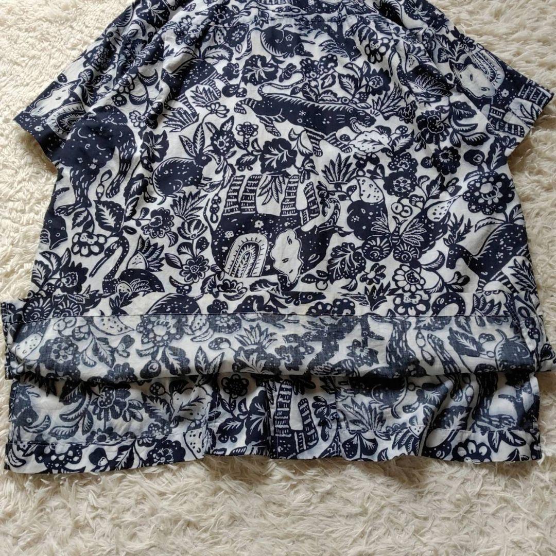 【ISSEY MIYAKE】90s アニマル柄 ボタニカル柄 開襟 半袖シャツ 画像9