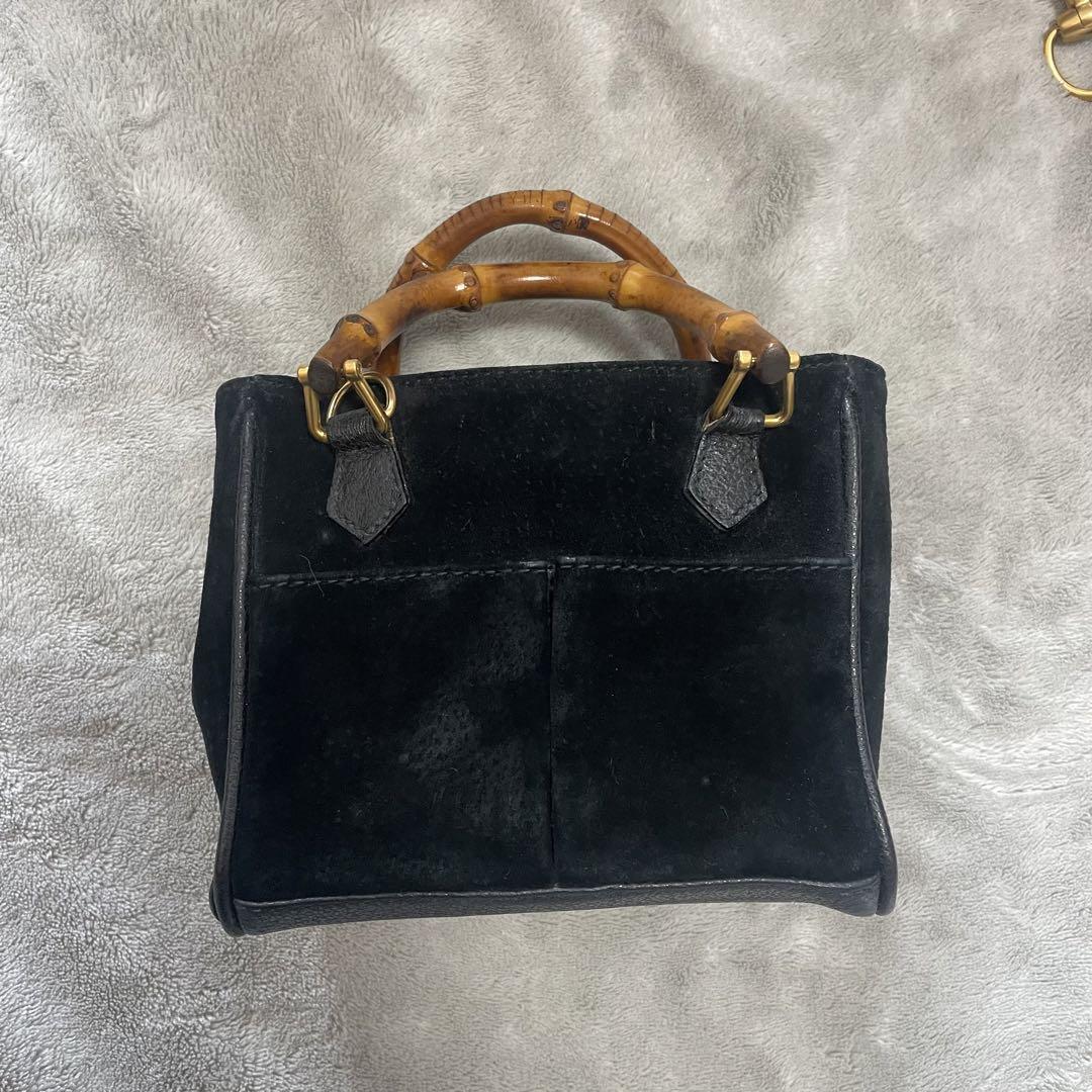 GUCCI スエード ショルダーバッグ バンブーハンドル GUCCI スエード ミニショルダーバッグ バンブーハンドル