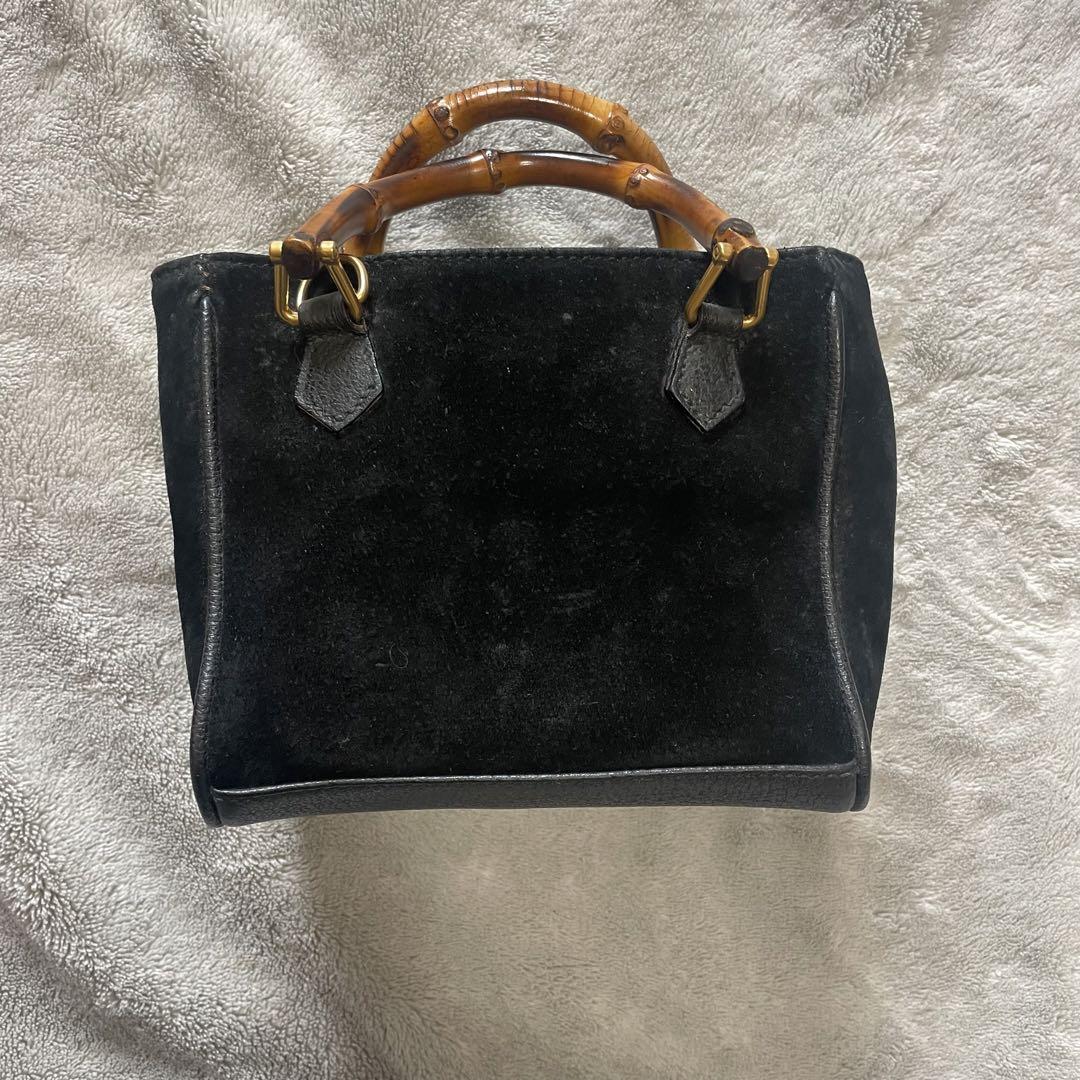 GUCCI スエード ミニショルダーバッグ バンブーハンドル