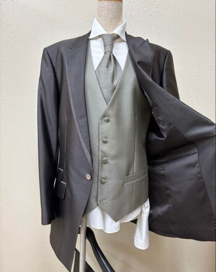 ダークグレー タキシード ウール混紡