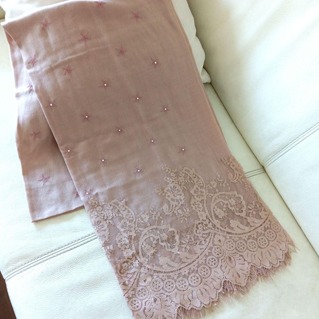 ヴァレンティノvalentino カシミヤ100％ピンクベージュショール