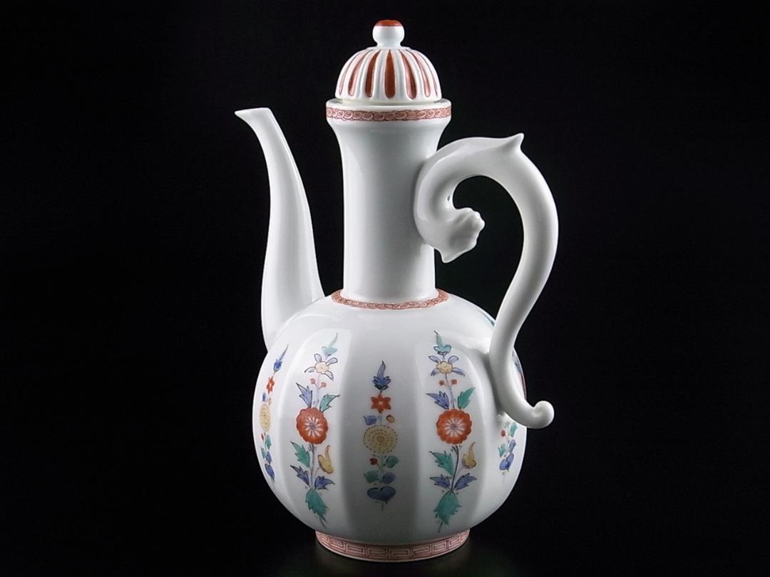 在庫最新品 骨董品 十三代酒田柿右衛門 錦唐花文水注 図録掲載作品 QWerk-m10563291985 真作保証品 人間国宝 高評価安い
