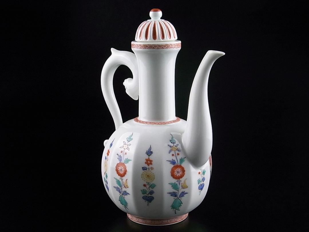 在庫最新品 骨董品 十三代酒田柿右衛門 錦唐花文水注 図録掲載作品 QWerk-m10563291985 真作保証品 人間国宝 高評価安い