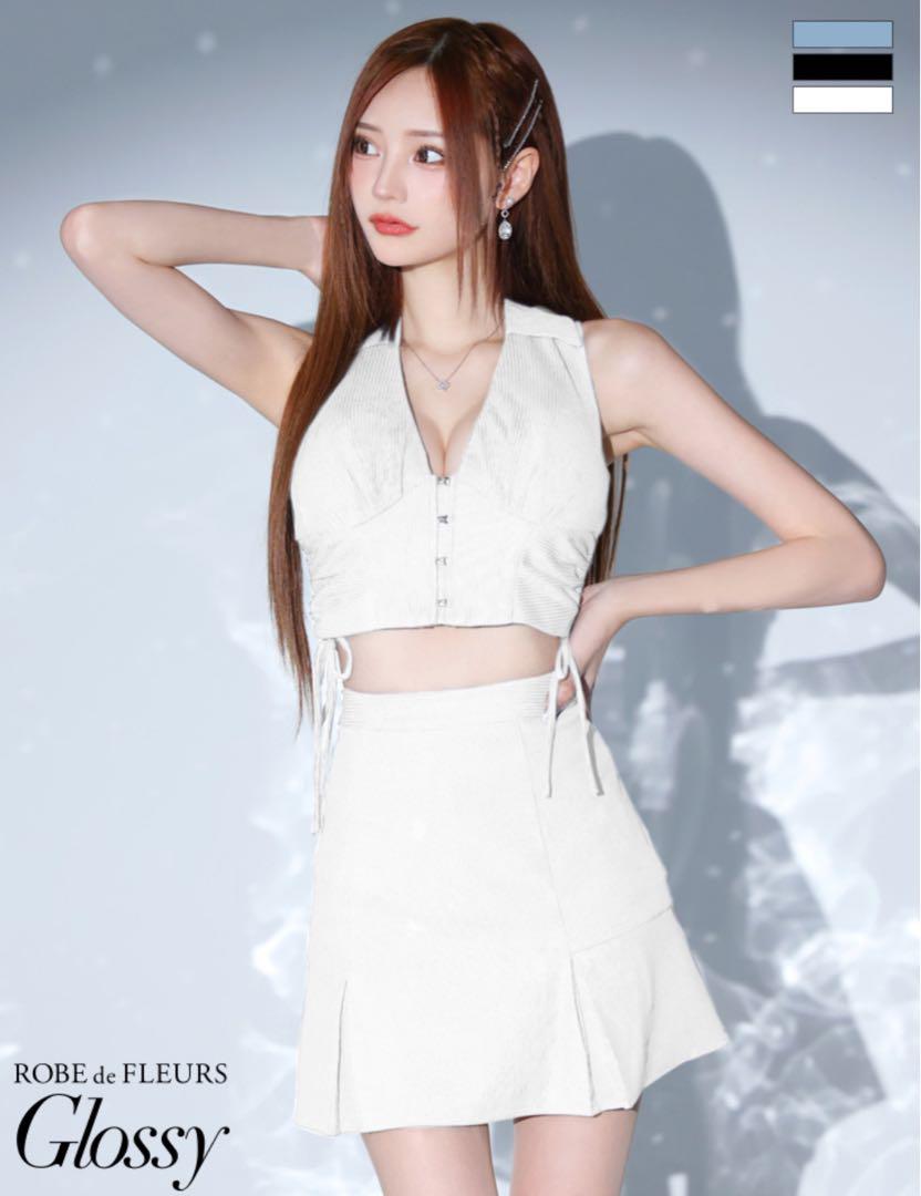 ROBE de FLEURS Glossy セットアップ ホワイト キャバドレス