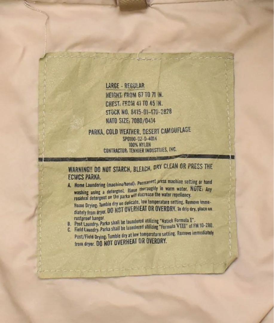 米軍 ECWCS GEN1 GORE‑TEX パーカー 3Cデザートカモ L/R