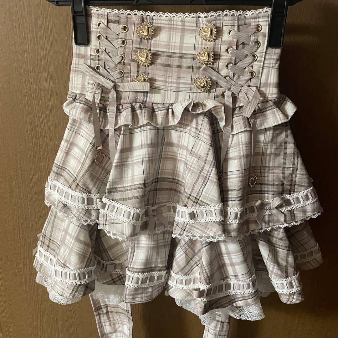 LIZLISA はしごリボンチェックティアードスカパン ピンク - メルカリ