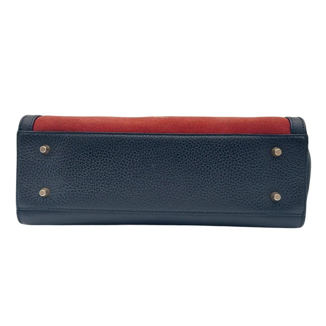 美品】FURLA フルラ レザー スエード 切替 ハンドバック 黒 大人気