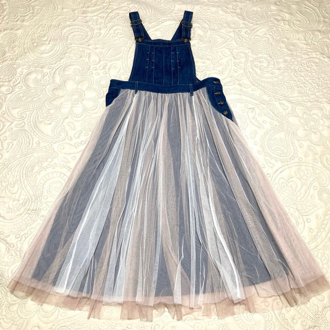 ソマリイマジネーション　チュールドッキングデニムジャンパースカート