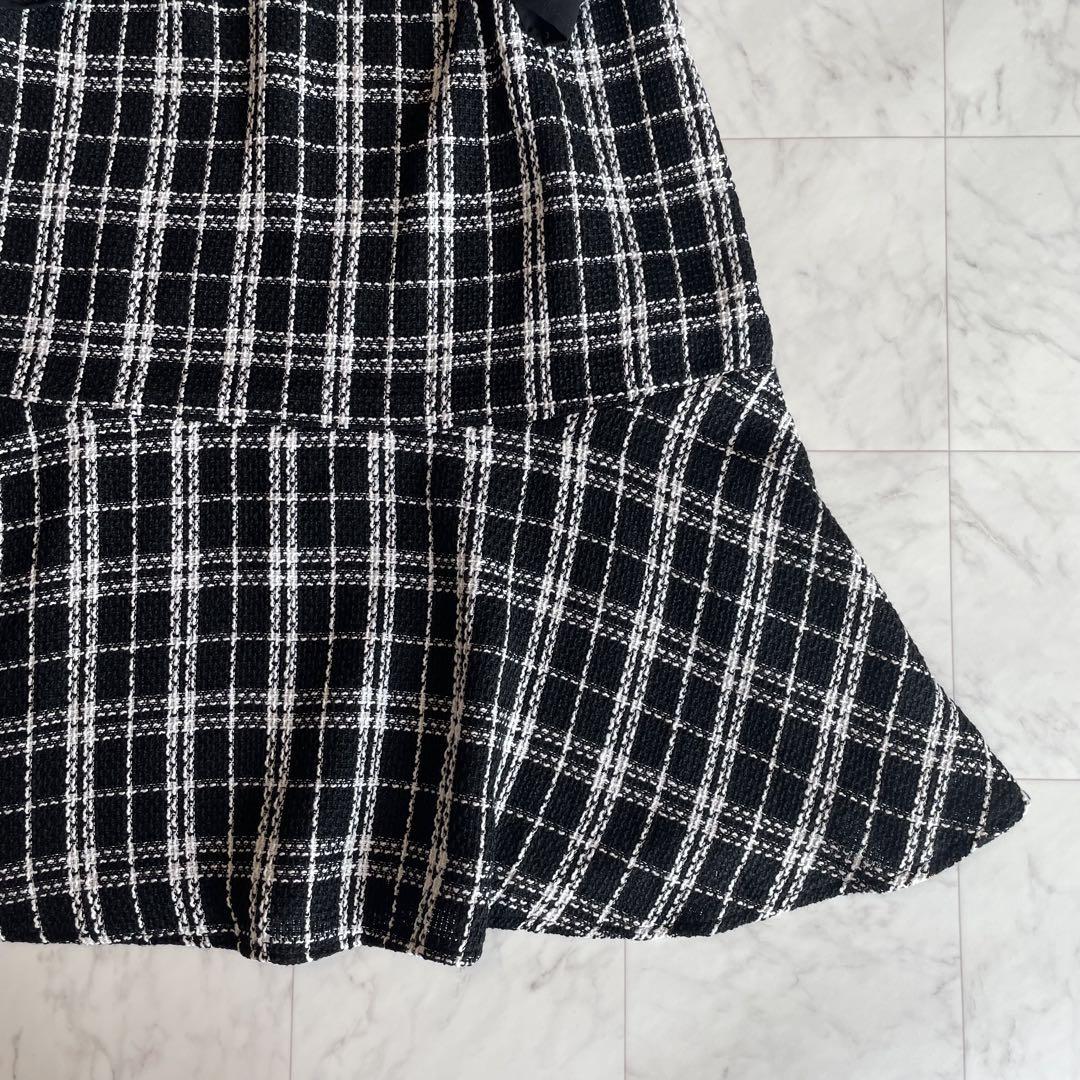 Louiosy ルオシー ツイードマーメイドスカートワンピース 4L ブラック Louiosy ルオシー ツイードマーメイドスカートワンピース 4L