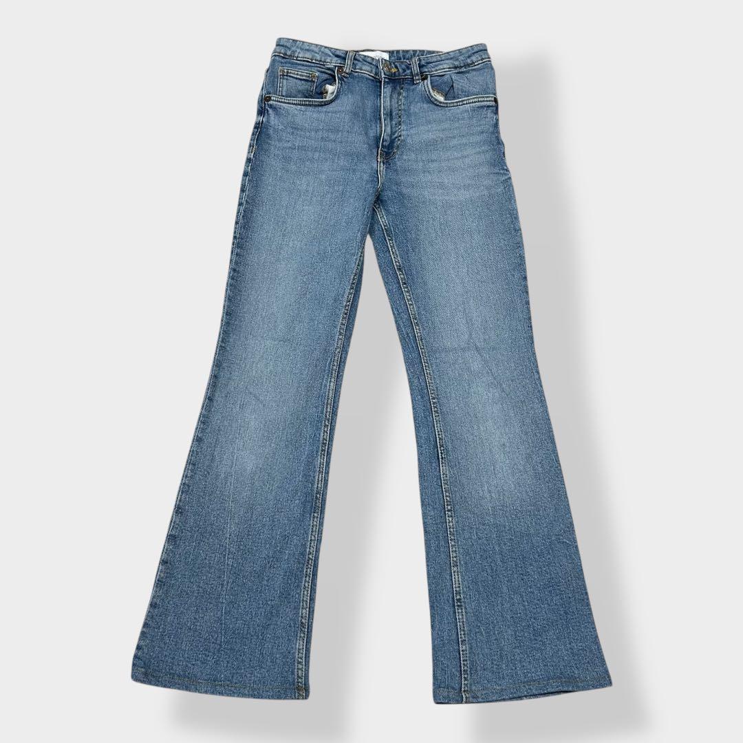 ZARA ザラ ブーツカット フレア ストレッチ デニム ブルー系 38