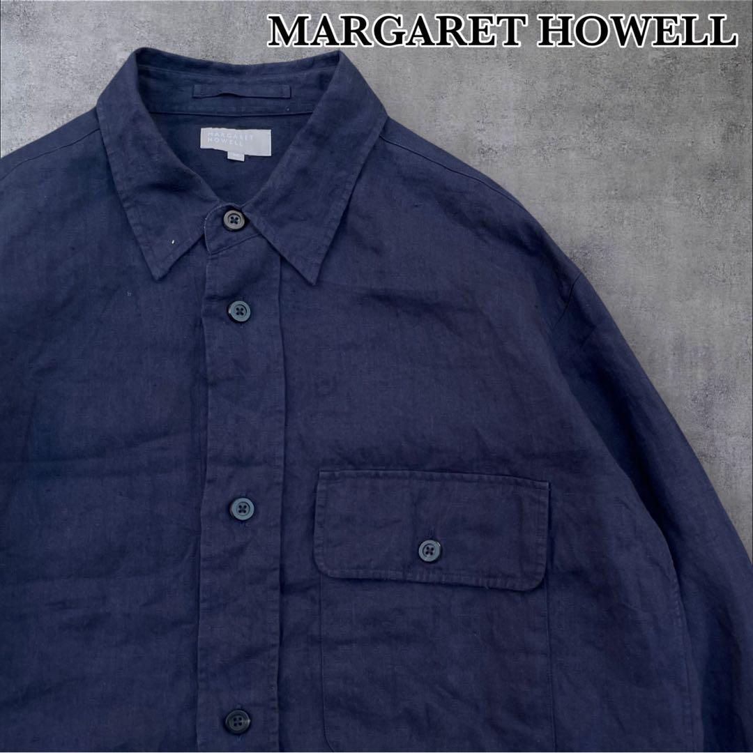 MARGARET HOWELL COMPACT LINEN TWILL ネイビー