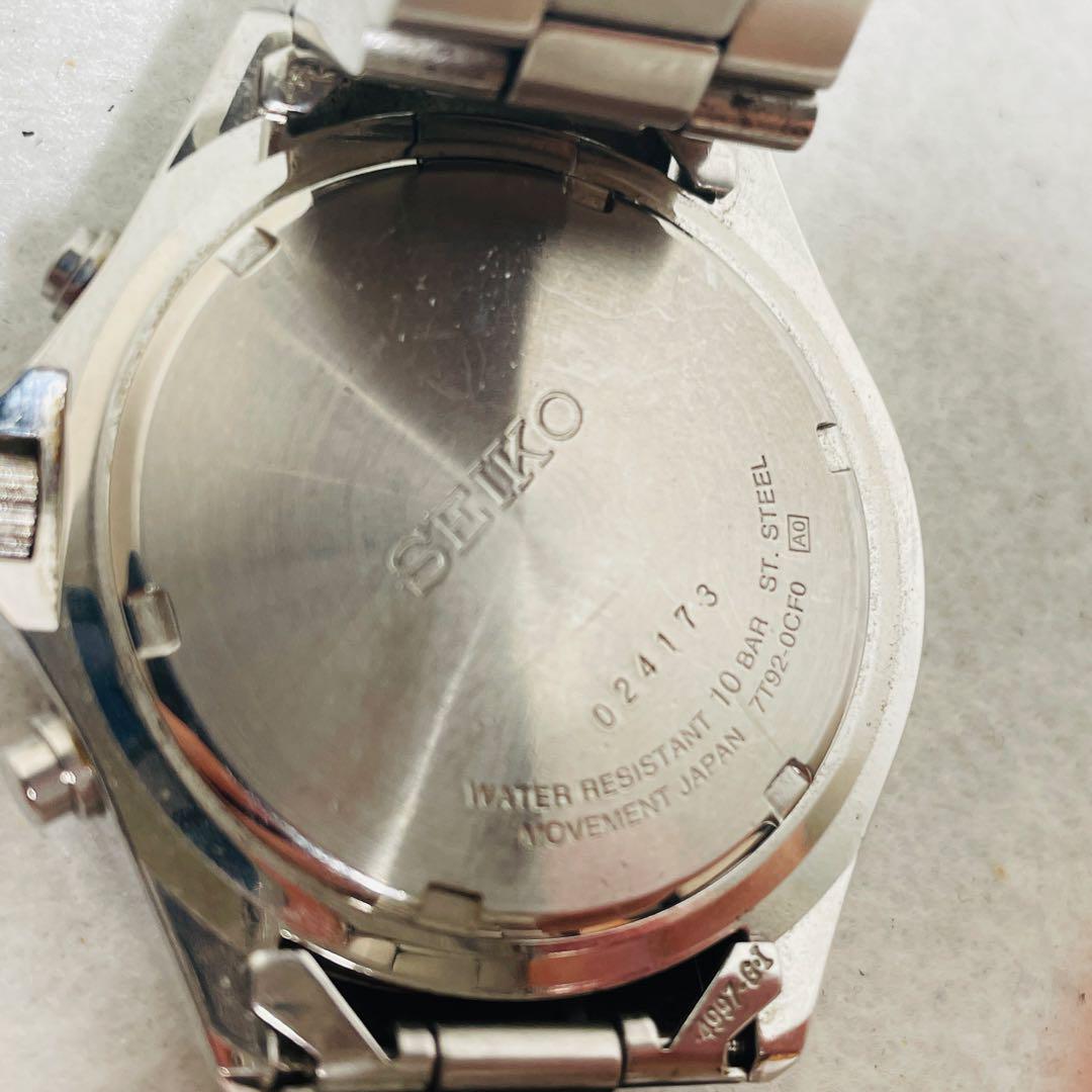 【稼動品】SEIKO 7T92-0CF0 ブラック クロノグラフ 電池交換済み