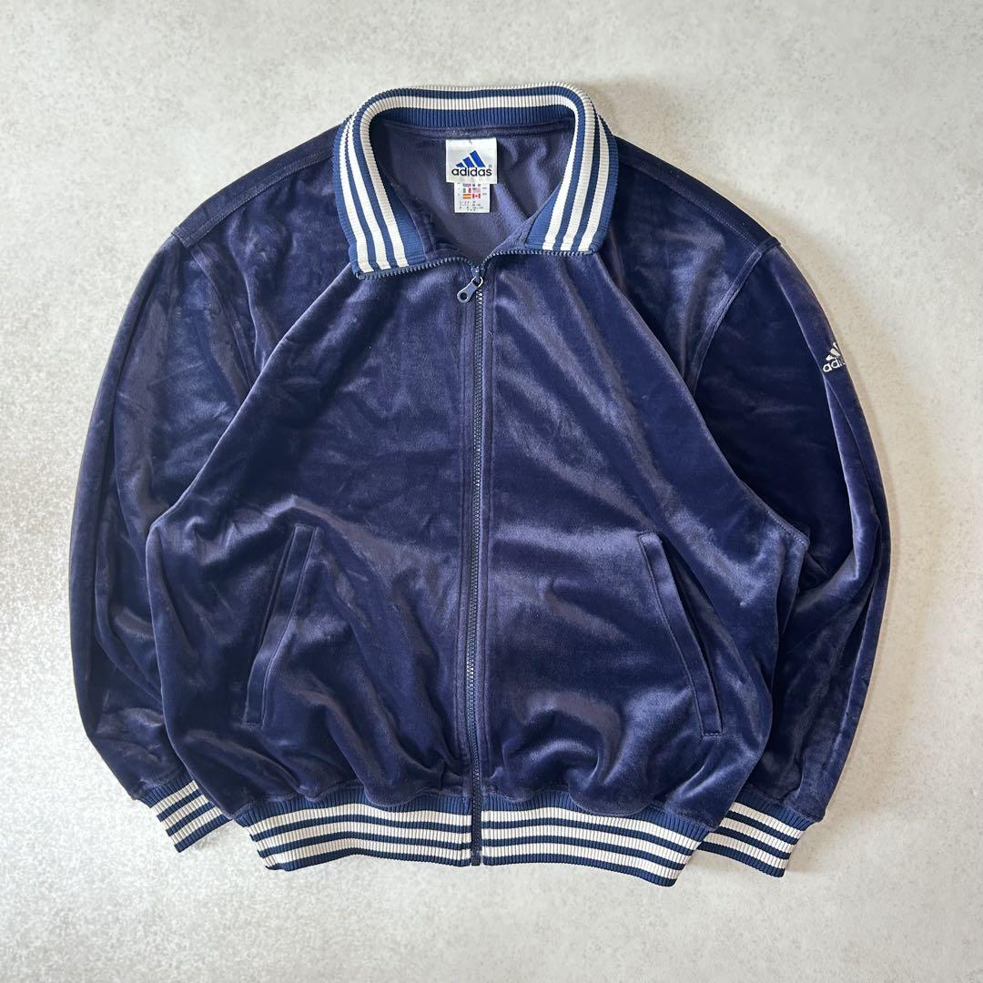 90s adidas ベロア トラックジャケット ジャージ 短丈 ヴィンテージ