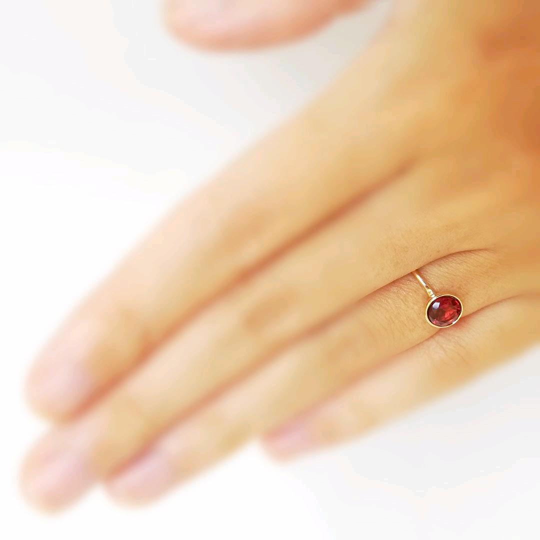 ✤天然石 モザンビークガーネット ラウンド(6mm) ベゼル リング✤ ✤天然石 モザンビークガーネット ラウンド(6mm) ベゼル リング✤