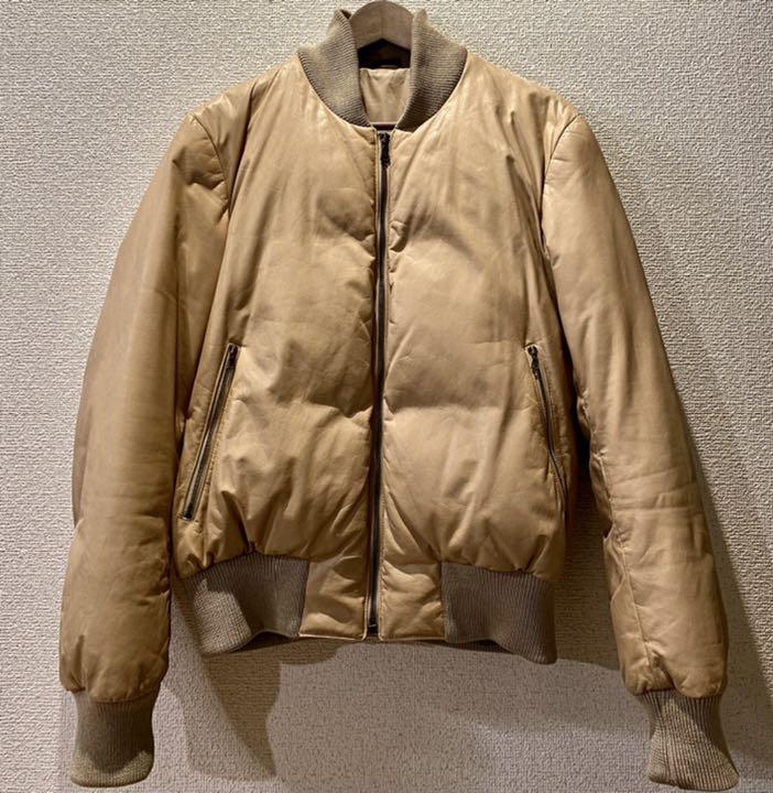 【激レア】JIL SANDER MA-1 レザーダウンジャケット ベージュ 送料込みライン SANDER☆美品 ブルゾン ダウンジャケット JIL ダウンジャケット