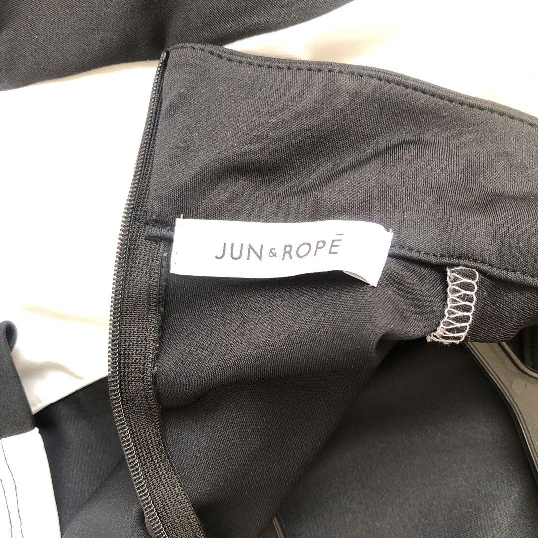 JUN AND ROPE バイカラー切替半袖モックネックプルオーバー