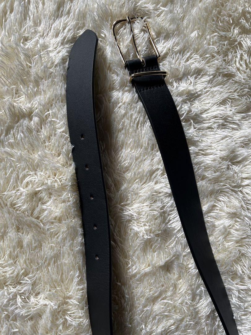 【美品】LEFIJE レフィエ　レザーベルト　ブラック　ゴールド　80