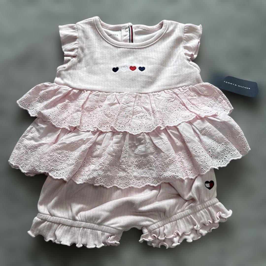 Tommy Hilfiger ピンク フリルドレスオール