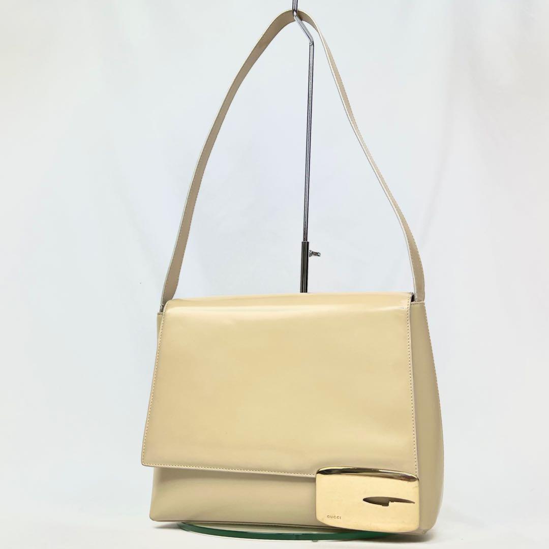 希少 GUCCI グッチ ワンショルダーバッグ Gロゴ ゴールド金具 ベージュ