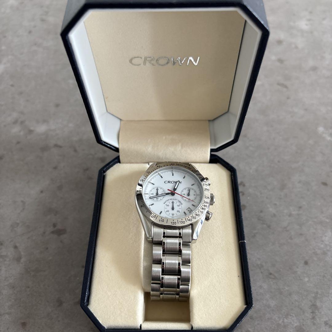 「美品」CROWN クロノグラフ 腕時計