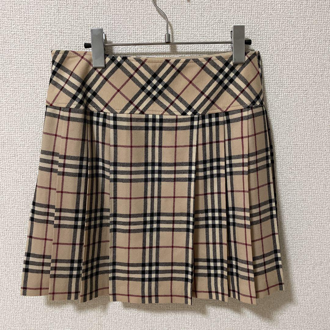 バーバリーブルーレーベル Burberry ノバチェック プリーツスカート 美 ...