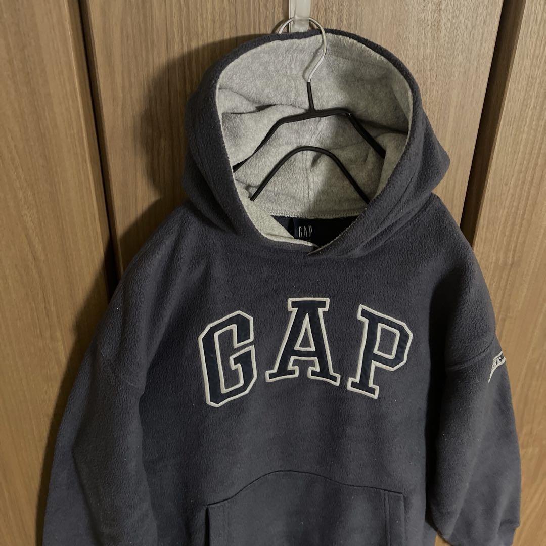 国産品 紺タグ メルカリ - ビッグロゴ パーカー フリース 90s GAP OLD トップス