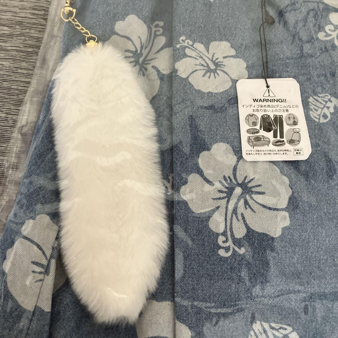KOGYARU 浴衣 セパレート ハイビスカス ギャル ピンク しっぽ付き ♡新品♡コギャル 浴衣 150 デニム ハイビスカス セパレート浴衣