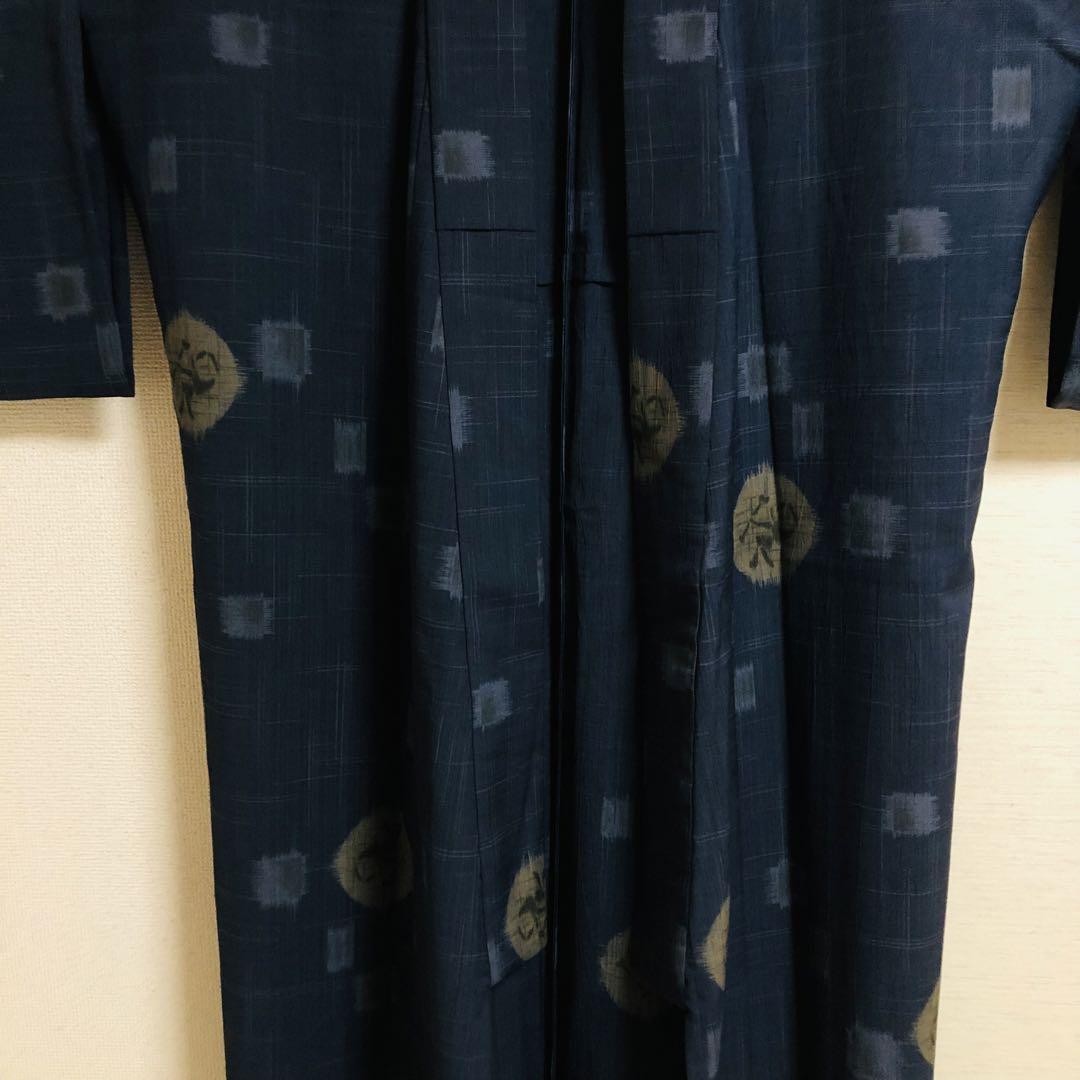 【美品 トールサイズ】撫松庵　東レセオα 単衣　浴衣　化繊　裄丈69 身丈170