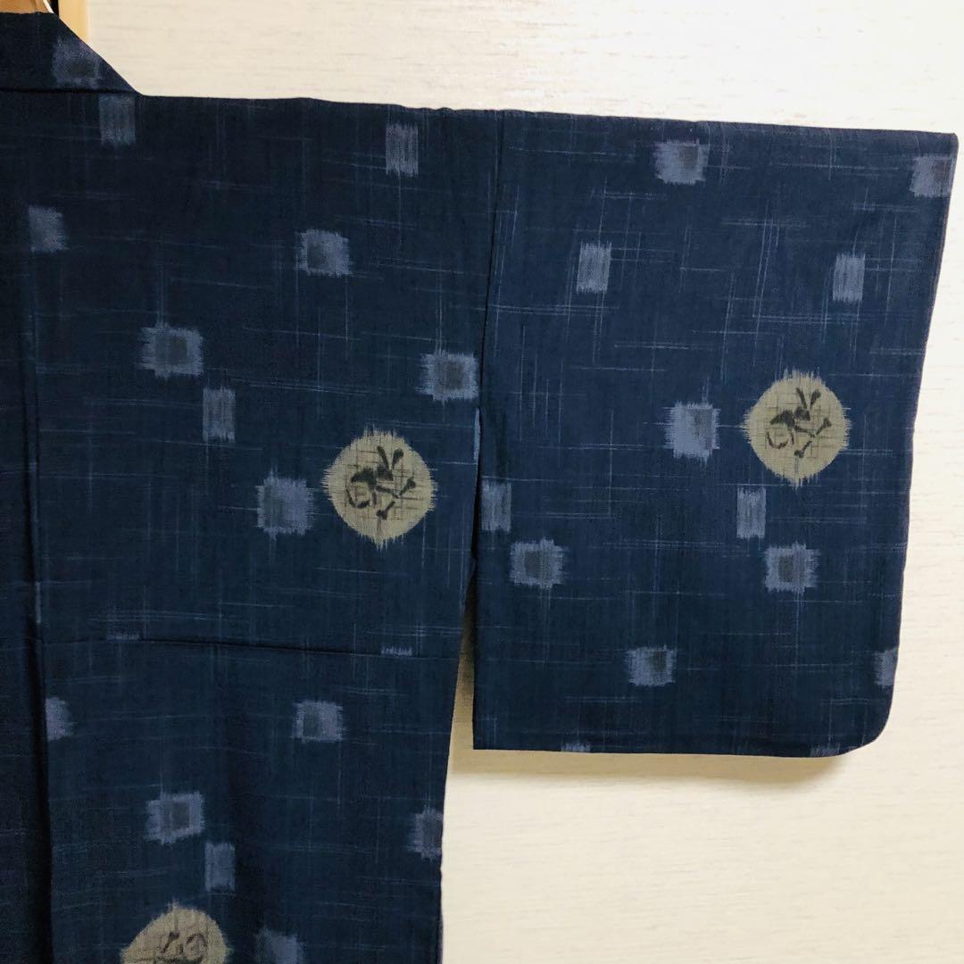 【美品 トールサイズ】撫松庵　東レセオα 単衣　浴衣　化繊　裄丈69 身丈170