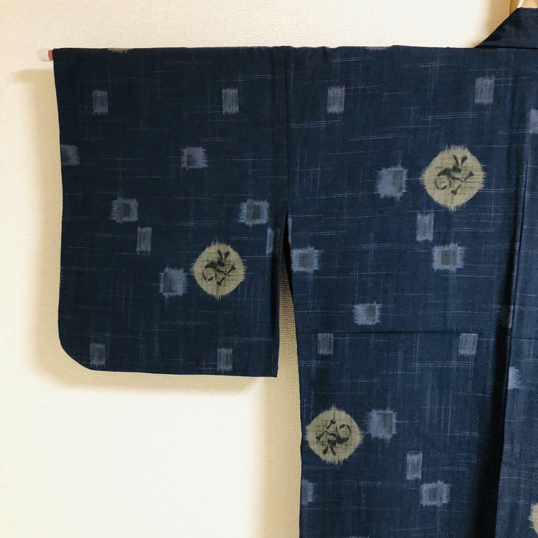 【美品 トールサイズ】撫松庵　東レセオα 単衣　浴衣　化繊　裄丈69 身丈170