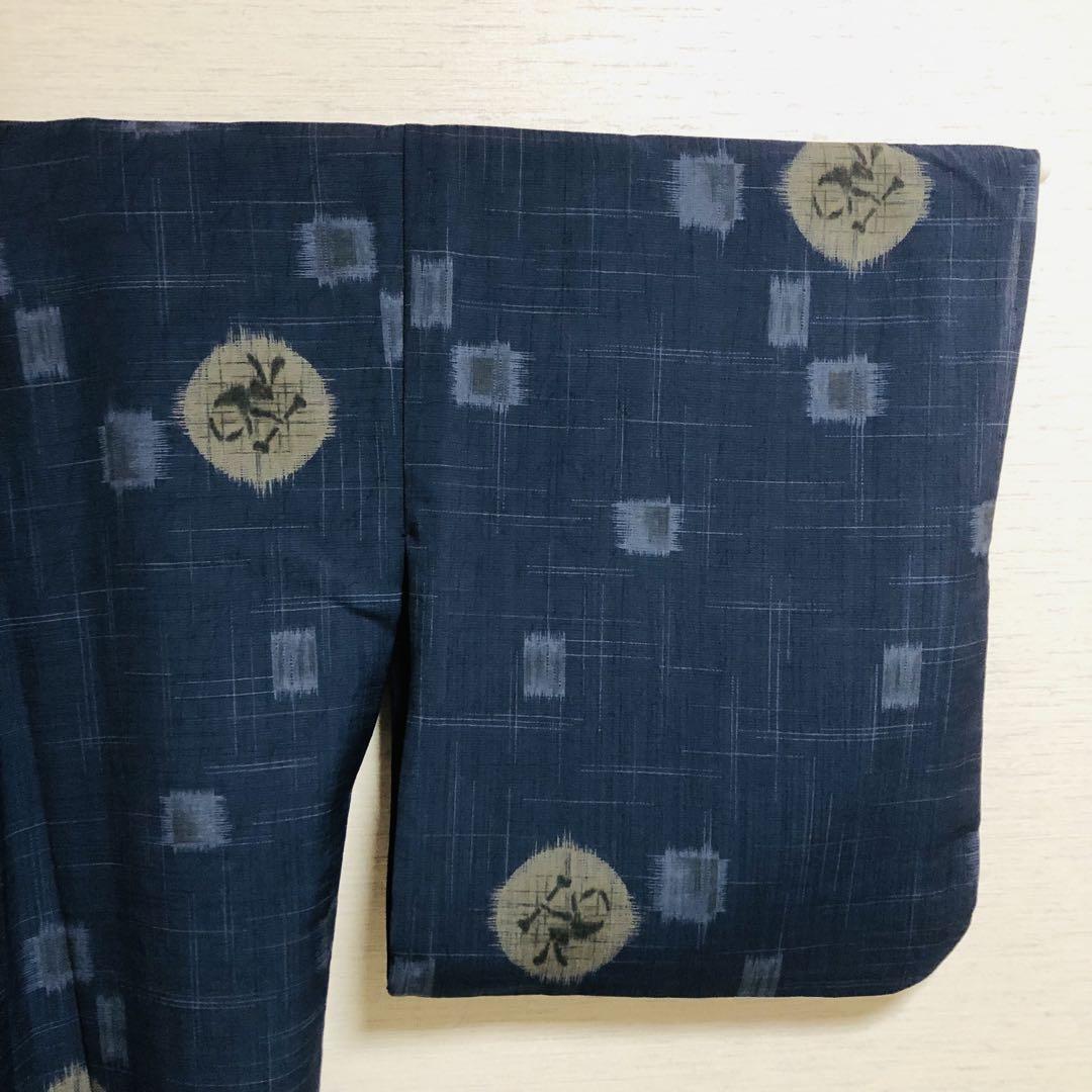 【美品 トールサイズ】撫松庵　東レセオα 単衣　浴衣　化繊　裄丈69 身丈170