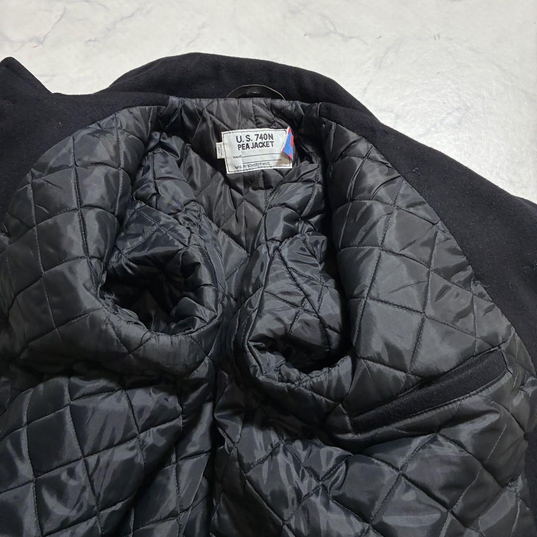 ショット USA製 ピーコート ブラック 40サイズL キルティング 740N 美品 42(XL)✨ ショット ピーコート 740 ブラック キルティング