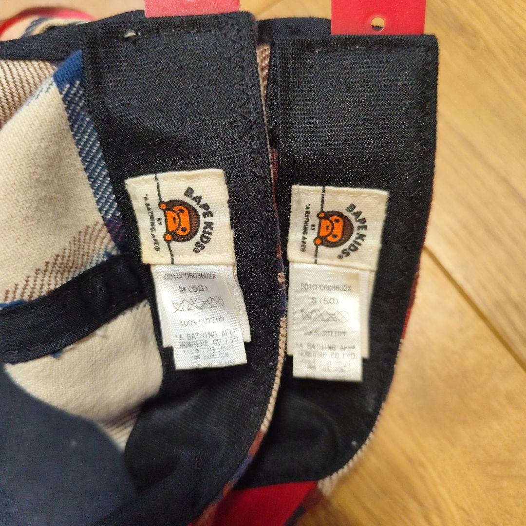 APE キャップ チェック　s m 双子　兄弟　帽子　エイプ セット　キッズ