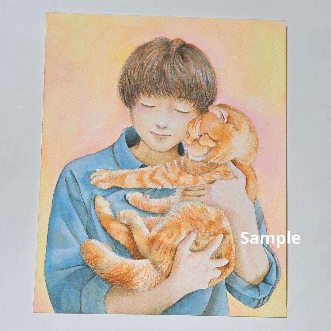『隔たり』（手描きイラスト・オリジナル・絵画・水彩画・人物画・原画） 水彩画 絵画 原画 手描きオリジナルイラスト - 絵画一 番 安い 通販