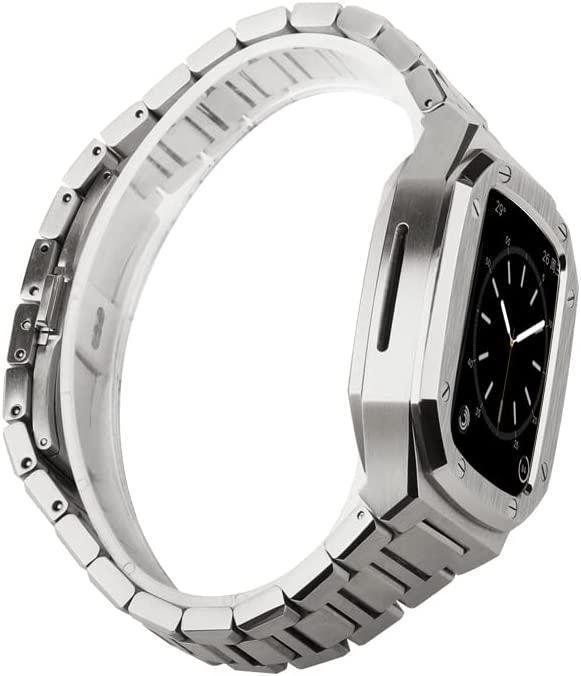 44 45mm シルバー apple watch メタルバンド カスタム 金属