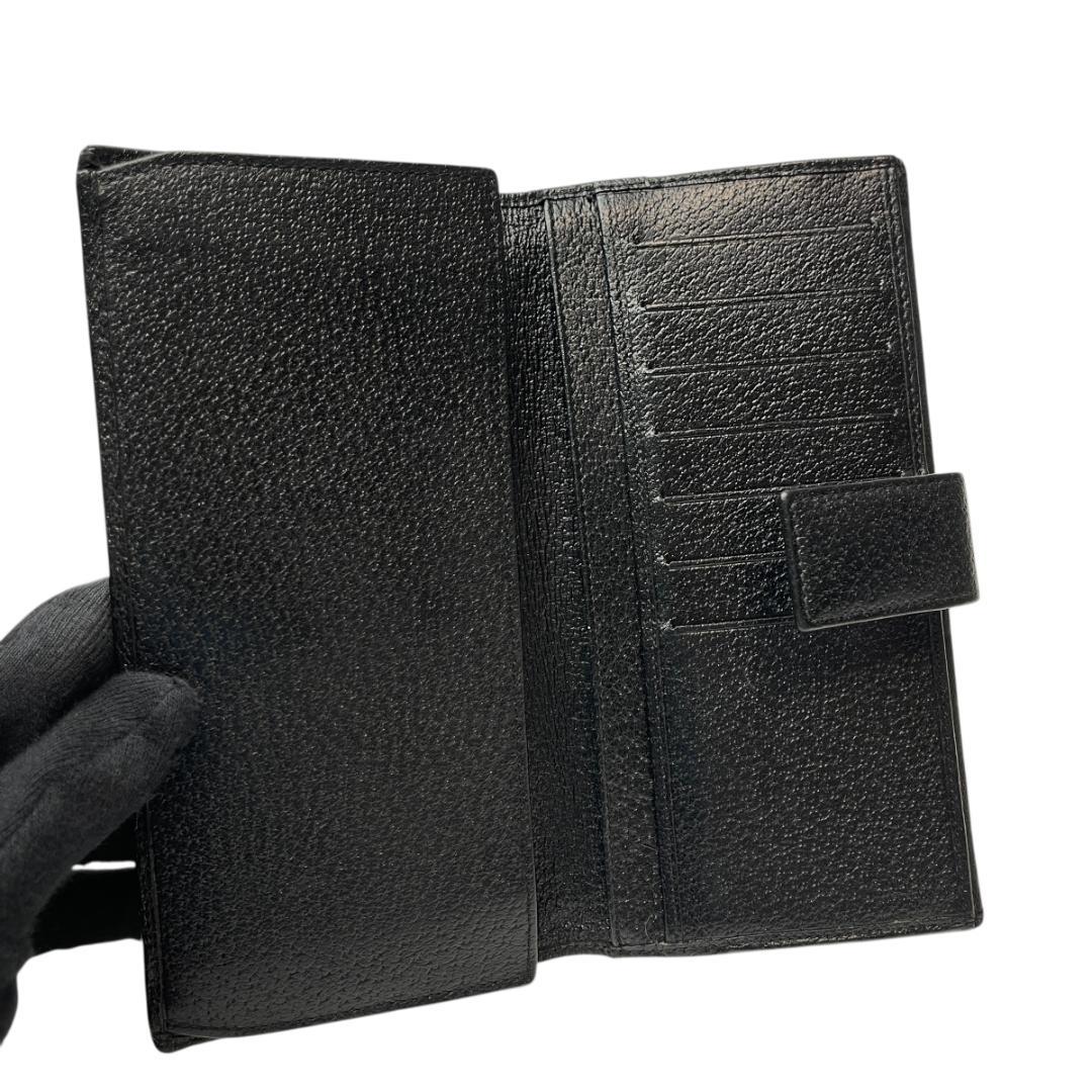 美品 GUCCI 2869 長財布 GG柄 ロゴプレート 黒 キャンバス