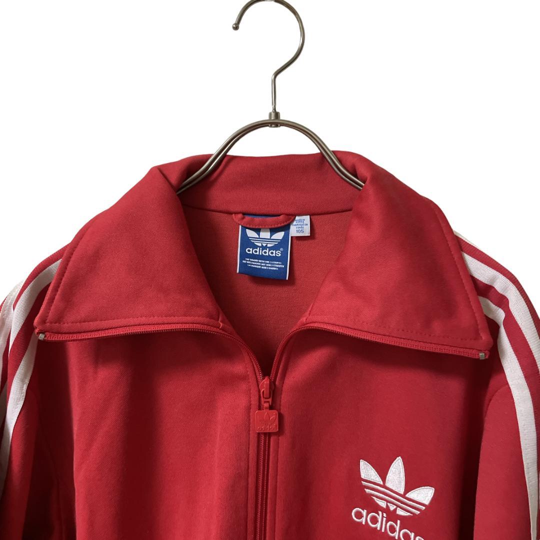 登場! T2678*adidas*アディダス*トレフォイル*ジャージ*赤*メンズXL トップス
