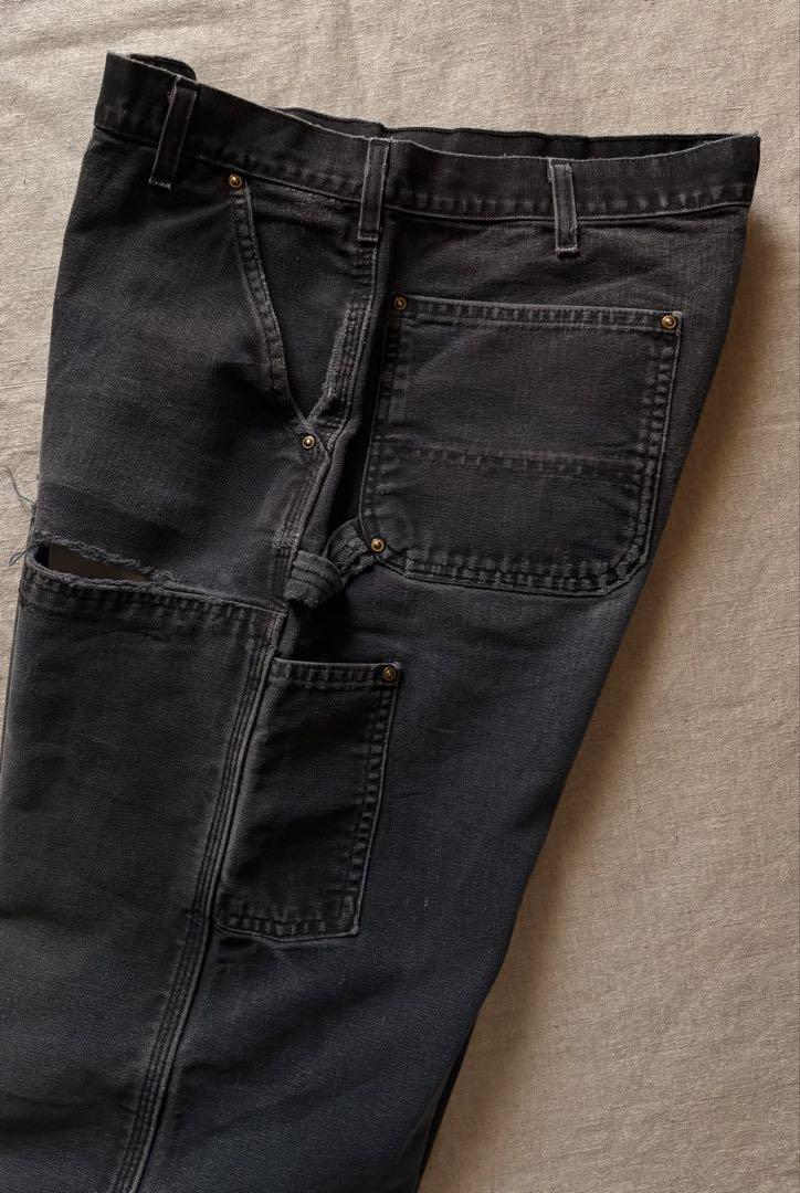 【雰囲気抜群】Carhartt ダブルニー USA製 ブラック フェード ヒゲ