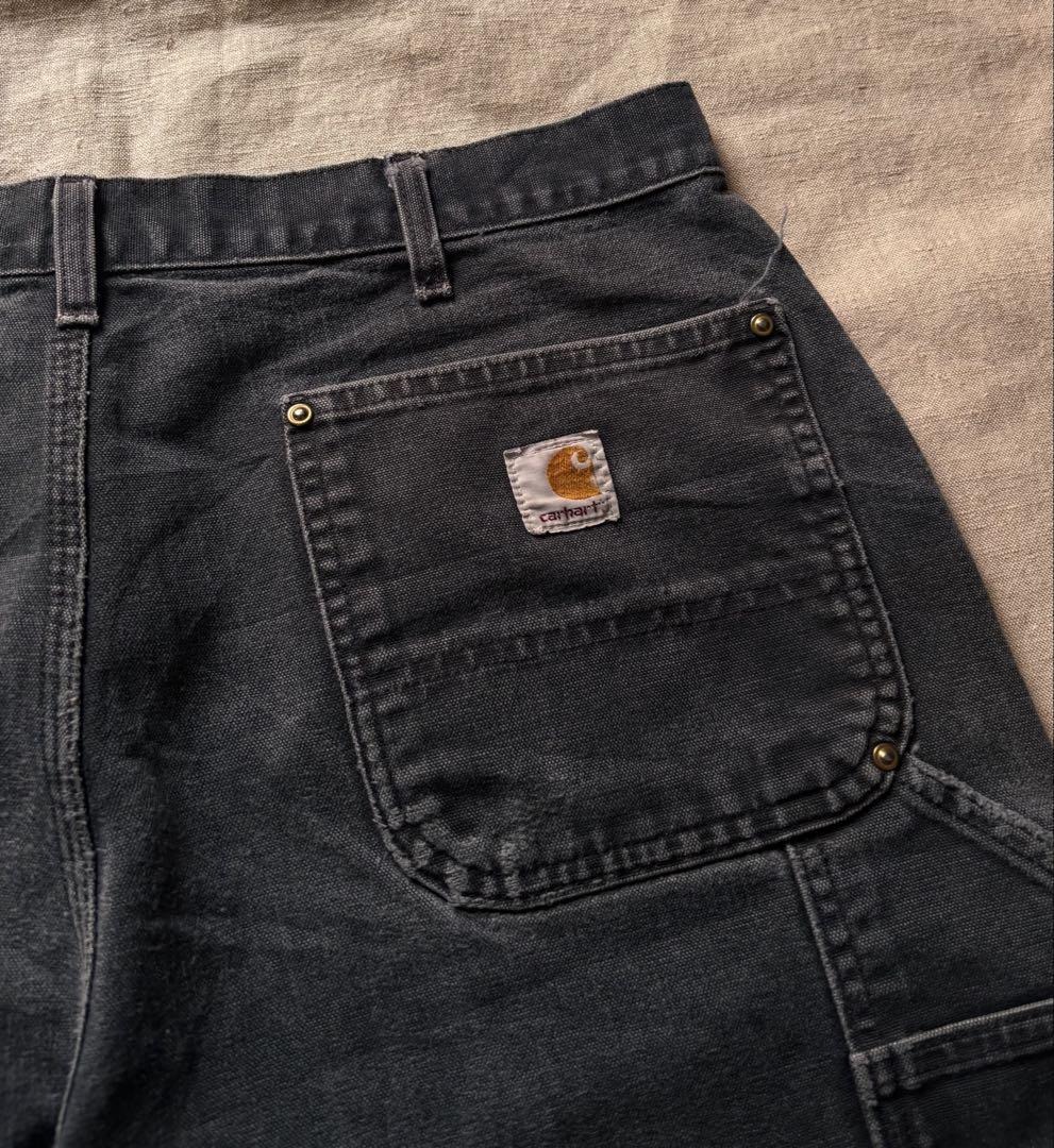【雰囲気抜群】Carhartt ダブルニー USA製 ブラック フェード ヒゲ