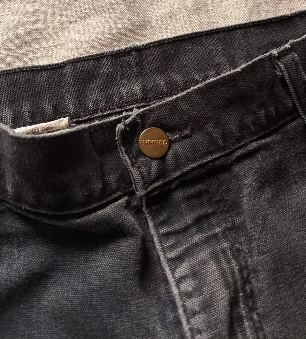 【雰囲気抜群】Carhartt ダブルニー USA製 ブラック フェード ヒゲ