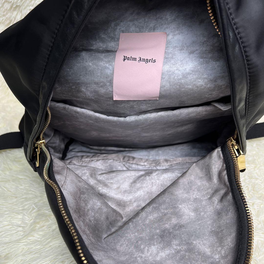 【極美品】Palm Angels リュック　レザー ナイロン　総柄 ブラック 黒