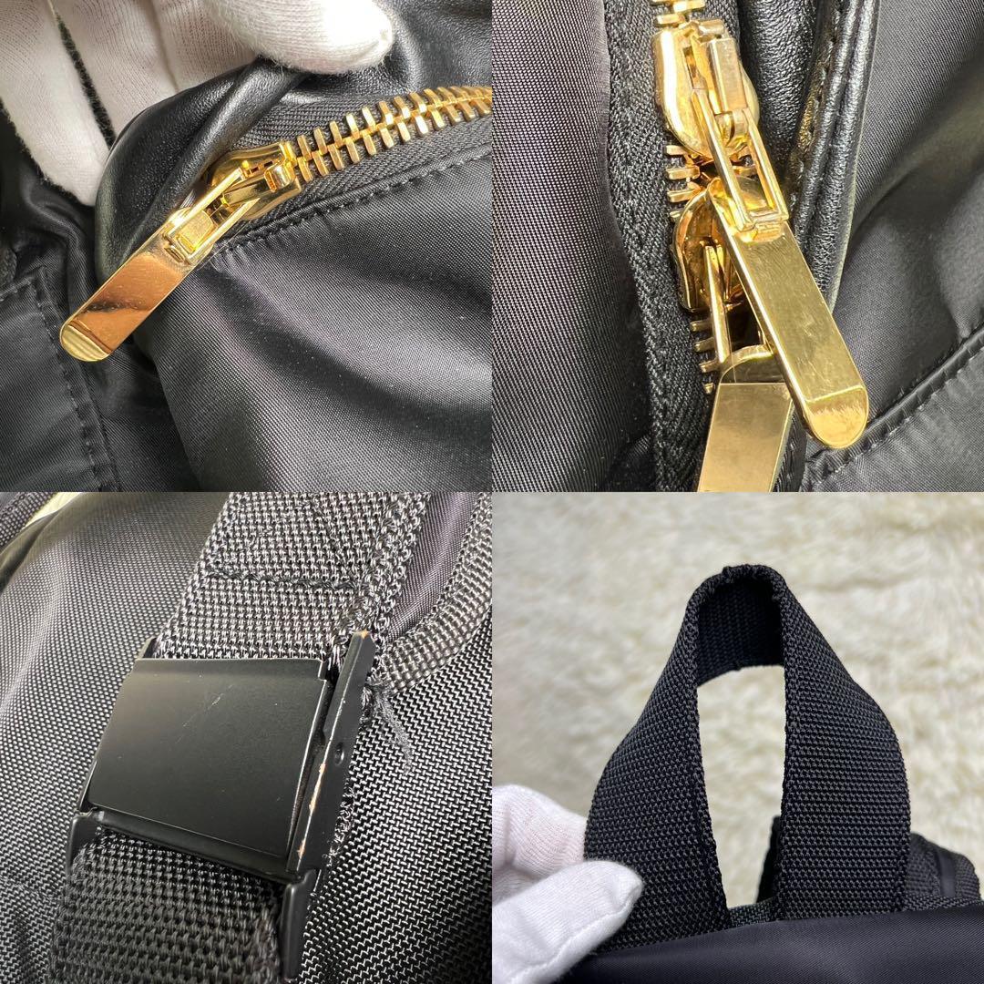 【極美品】Palm Angels リュック　レザー ナイロン　総柄 ブラック 黒