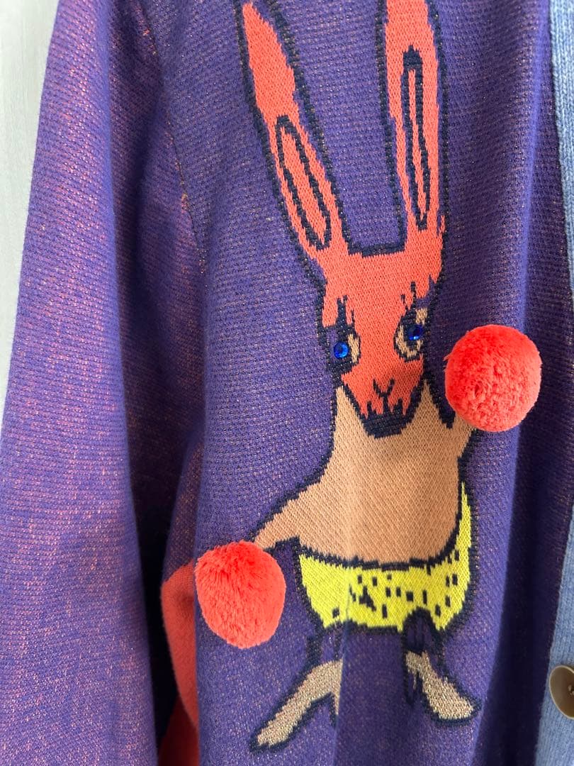 ツモリチサト ポンポンカーディガン2021秋冬物 紫 アニマル 可愛い ポップ ツモリチサト ポンポンカーディガン2021秋冬物 紫 アニマル 可愛い ポップ