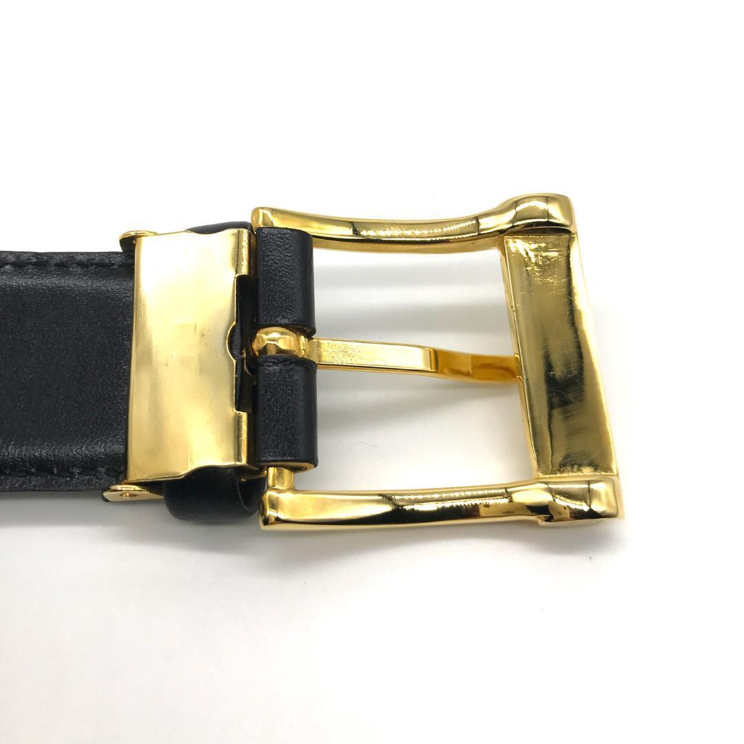 【未使用】dunhill ダンヒル ベルト ブラック レザー ゴールド