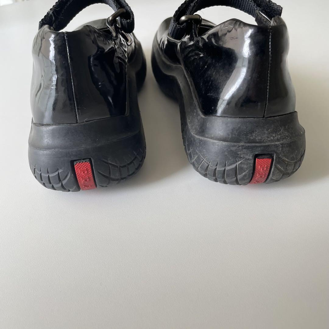 靴 PRADA SPORT Mary Jane Enamel Leather Prada MARY JANE Slingback Patent Leather Black Ital 37 1/2