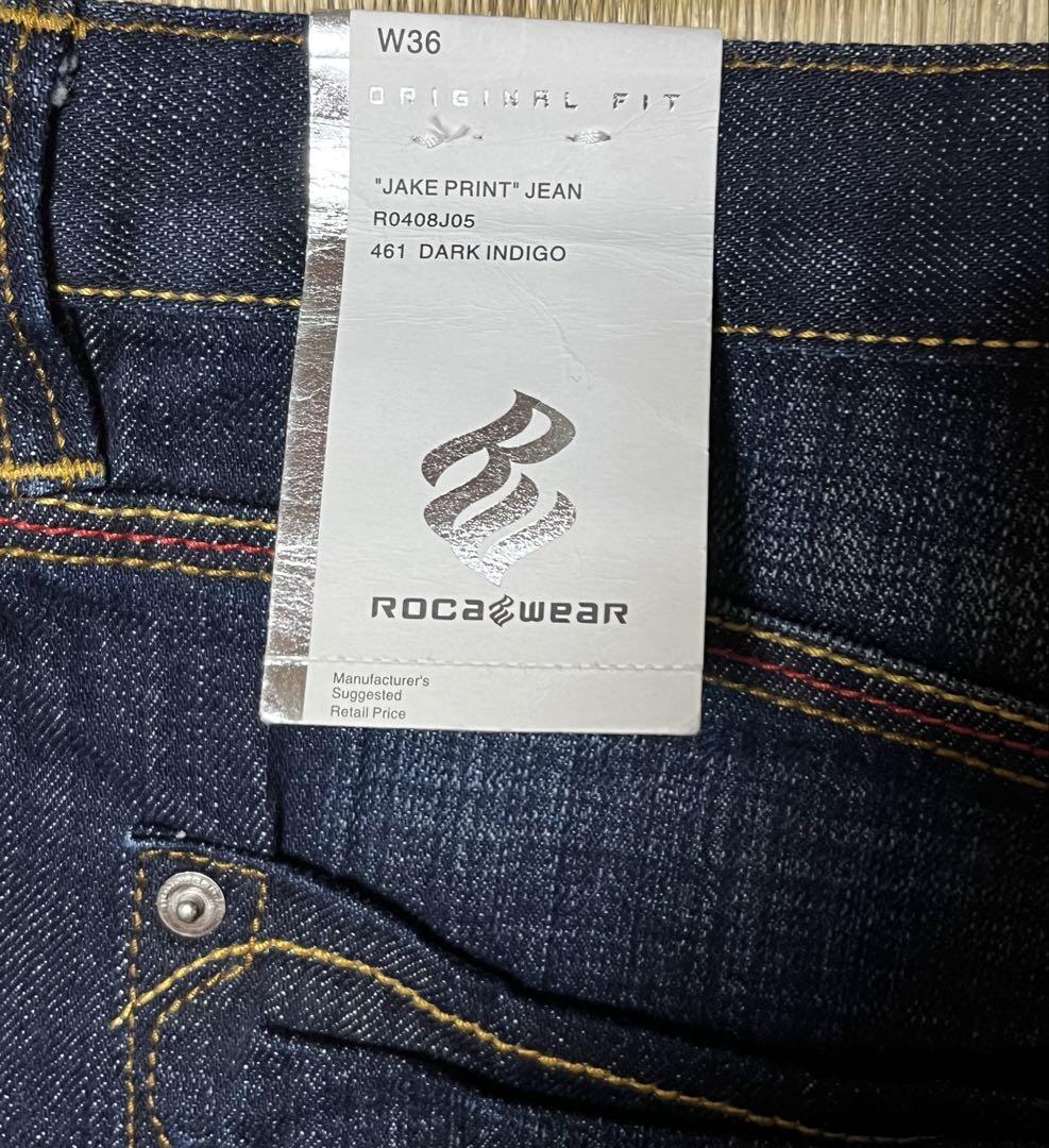 rocawearワイドレッグデニム 濃紺刺繍ポケット