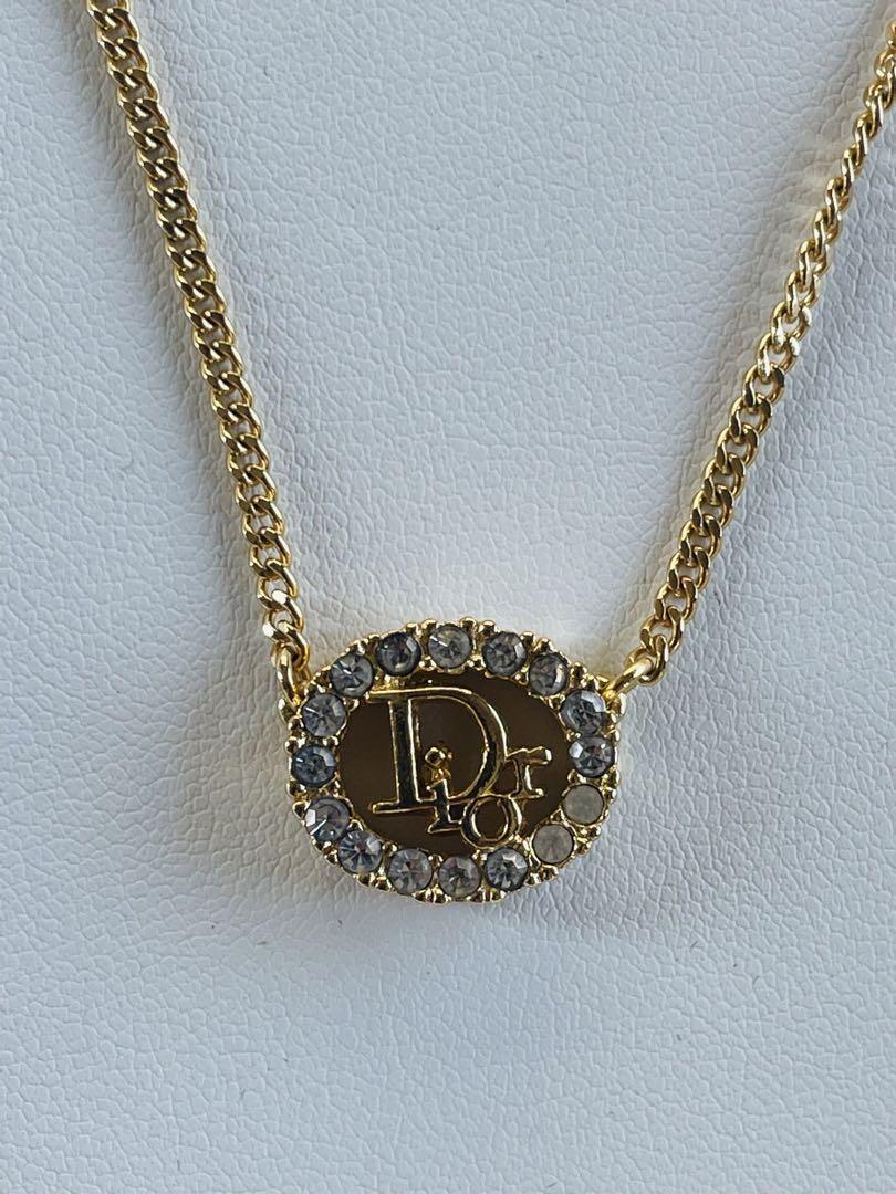 Christian Dior ディオール CD ロゴ ラインストーンネックレ