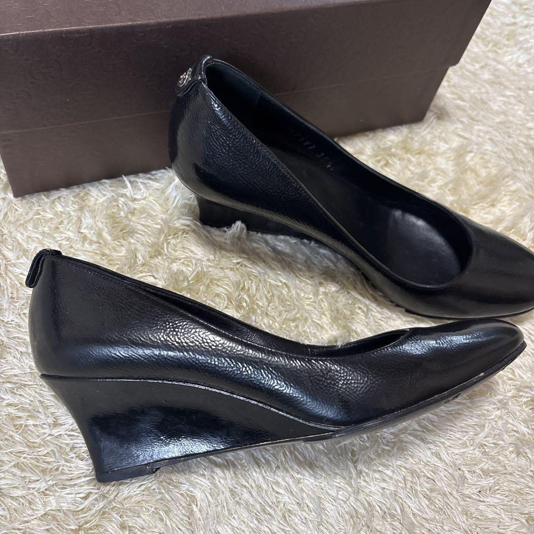 GUCCI ブラック ウェッジヒール パンプス