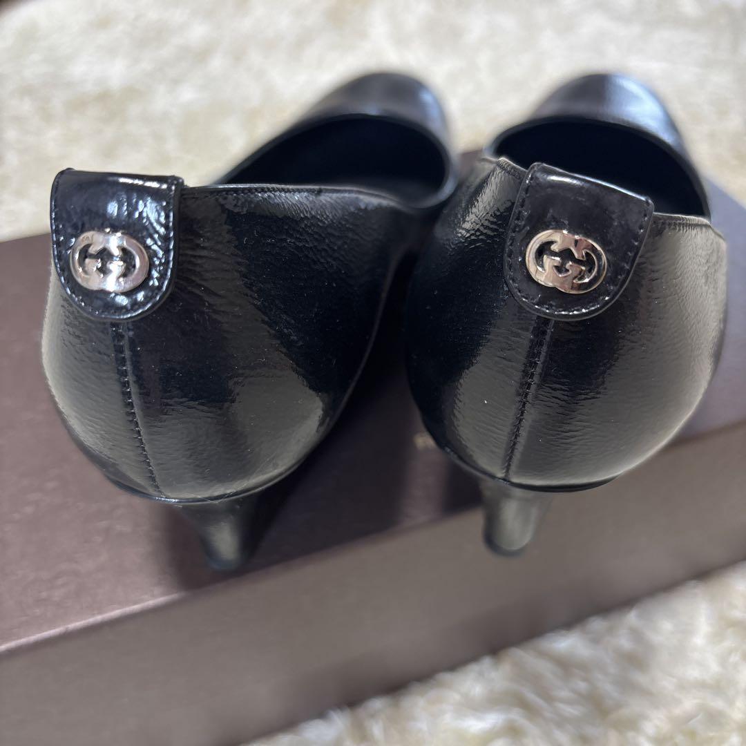 GUCCI ブラック ウェッジヒール パンプス
